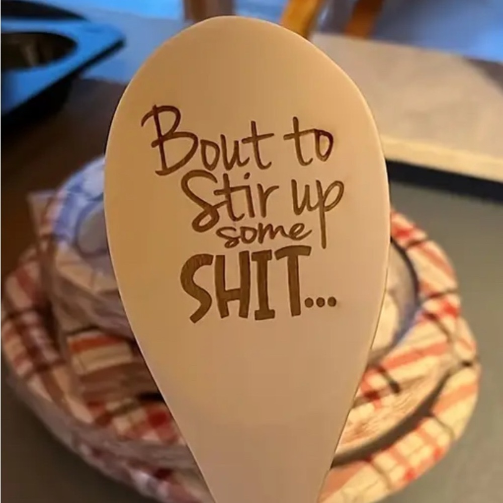 Larmly Funny Spoons Bout To Stir Up Some Engraved Funny Wooden Spoon BNIP